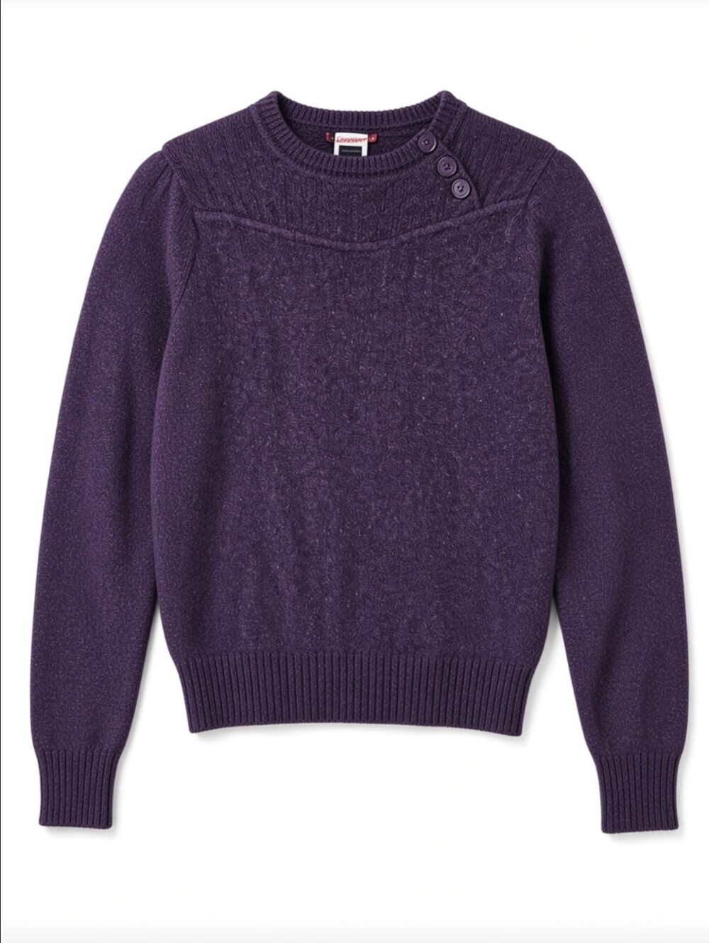 The North Face Women's XS Purple Wool Blend Crewneck Sweater Button Shoulder